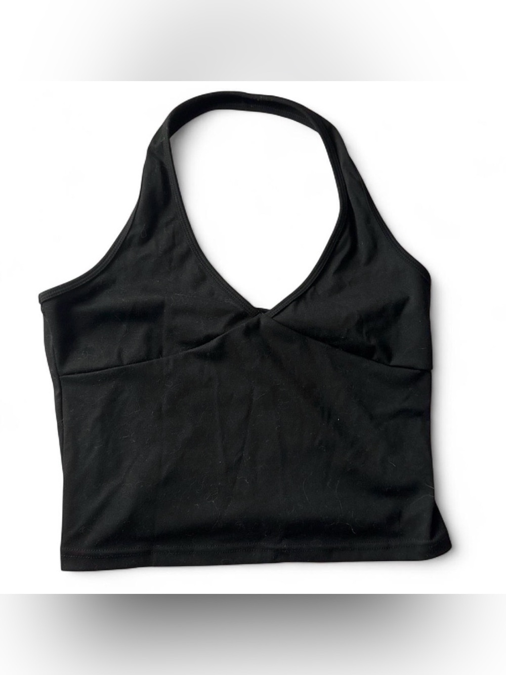 Black V-Neck Crop Top - Women